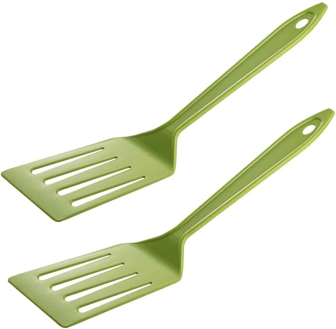 Hutzler 11-inch LOPOL Reinforced Nylon Slotted Spatula Turner, Set of 2 (Green)
