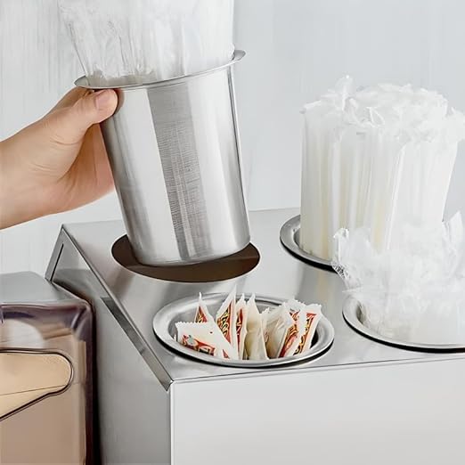OCS Parts Pro Series Set of 12 Stainless Steel Utensil Organizer Cups | 5 Inch Cups for Flatware, Kitchen Utensils, Silverware, Straws, Pens and Pencils
