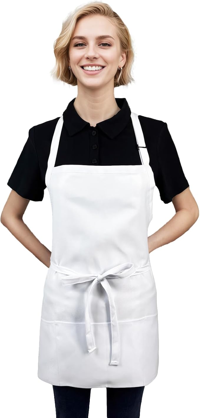 Short Aprons for Women with 3 Pockets，Waterproof Chef Apron for Cooking, Men Kitchen Apron for Grilling Bbq