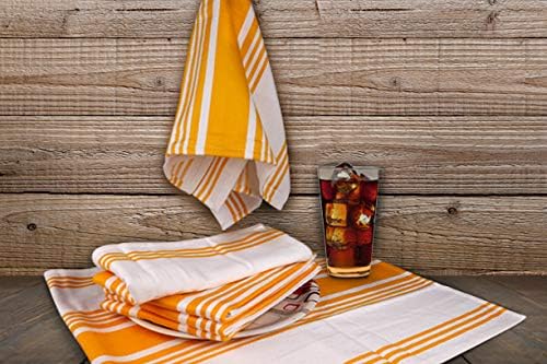 Urban Villa Kitchen Towels 100% Cotton Dish Towels for Kitchen(Set of 6)20”x30” Dish Cloths Highly Absorbent Kitchen Linen Set with Hanging Loop Perfect for Drying Dishes Cleaning Towels-Yellow White