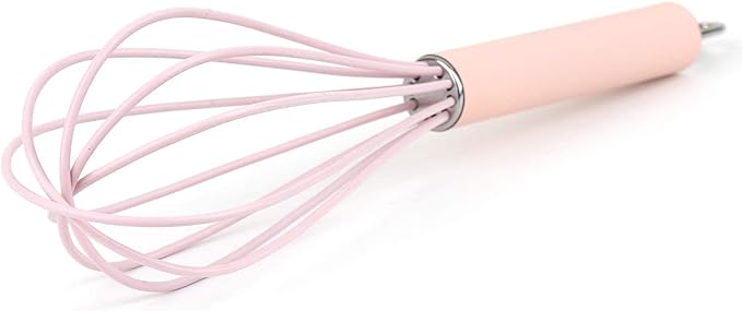 GorGin high temperature and easy to clean silicone whisk, wisk,stirrer, 10 inch, grip good grip design for Blending Whisking Beating Stirring Cooking Baking (1 Pack | Pink)