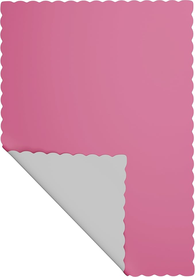Paper Placemats - Disposable - Scalloped Edge (50, Pink)