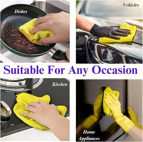 48 Pack 16'x16' Microfiber Household Cleaning Cloths - Multi-Purpose, Machine Washable, Absorbent Towels for Kitchen, Car, Home Appliances (16x16 48pk Green)