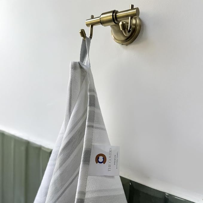 THE COVERS Premium 100% Cotton Kitchen Towels in Muted Whisper Grey Colors | Set of 6 Lavishly Large Towels (20.5”x30.5”) | Handy Hanging Loop for Drying | Arrives Gift-Ready, with a Signature Tote