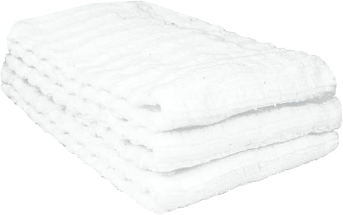Ritz Royale Collection 100% Combed Terry Cotton, Highly Absorbent, Kitchen Dish Cloth Set, 13-3/4" x 12", 3-Pack, Solid, White