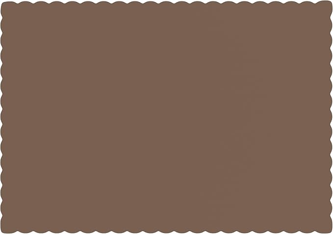 Paper Placemats - Disposable - Scalloped Edge (100, Brown)