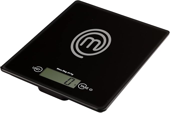 MasterChef Digital Food Scale Grams and Ounces for Kitchen, Portable Food Weight Scale with LCD Display for Baking & Cooking, Tempered Glass Scales, Weighing Precision of 0.1oz, 11lb Weight Capacity
