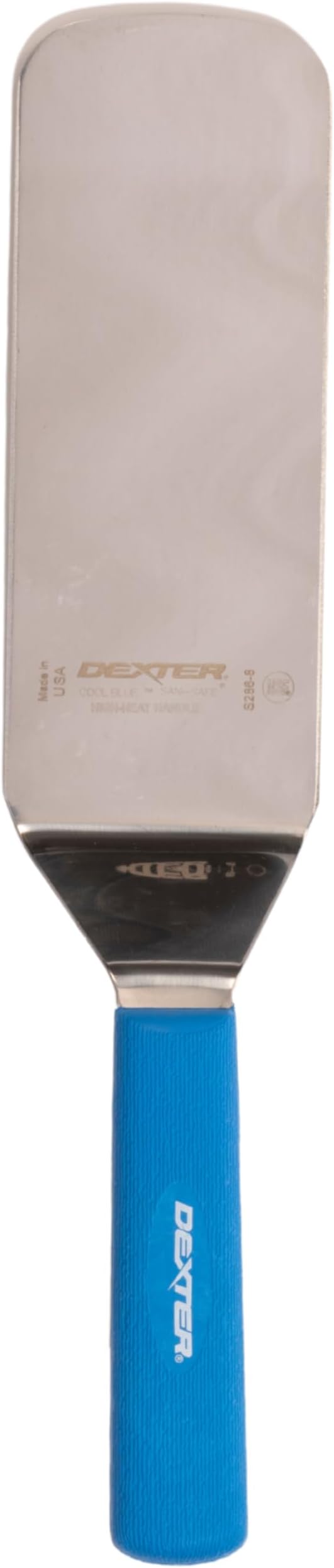 Dexter-Russell S286-8H-PCP Sani Safe Cake Turner | 8" x 3" Stainless Steel Blade | High Heat Resistant Blue Polypropylene Handle | NSF Certified | Made in USA