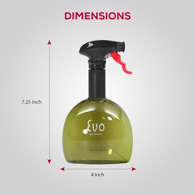 Evo Oil Sprayer Mini Non-Aerosol for Olive Oil, Cooking Oils, and Vinegars, Green, 8-Ounce Capacity, Set of 2