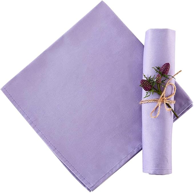 Lavender Cloth Napkins Set of 12, 100% Cotton Napkins, Purple Napkin for Dinner, Table Decorations for Spring Easter,Thick,Soft,Comfortable and Reusable 18"x18"（Lavender）