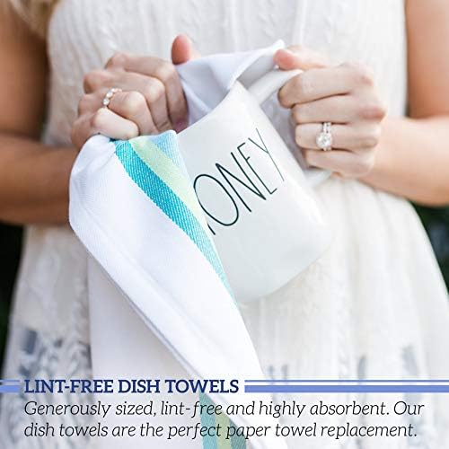 GREEN LIFESTYLE Kitchen Towels 20" x 28" Set of 12 - Kitchen Dish Towels, Cotton Dish Cloths, Tea Towels, Soft Absorbent Dish Drying Cloths, 100% Cotton Large Size Towel, Home or Restaurant (White)