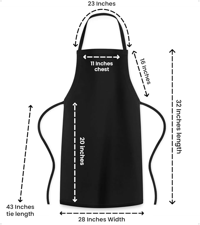 Avalon Kitchen Aprons for Men - 100% Polyester Chef Apron Women with Extra Long Ties - Cooking Aprons for Women & Mens Apron