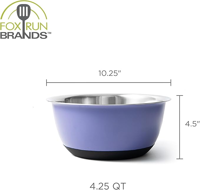 Fox Run Stainless Steel Mixing Bowl, Purple, 4.25 Quart