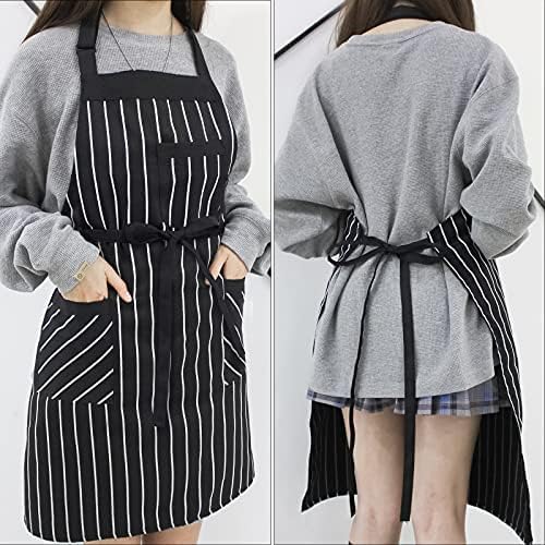 NLUS 2 Pack Kitchen Cooking Aprons, Adjustable Bib Soft Chef Apron with 3 Pockets for Men Women (Umber/Black)