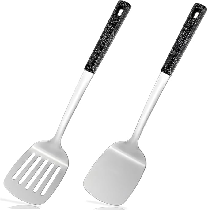 Metal Spatula, Heavy Duty Stainless Steel Spatula with Heat Resistant Handle, Thickened Steel Kitchen Spatula for Cooking, Frying, Pancakes, Eggs, Fish & Daily Kitchen Use