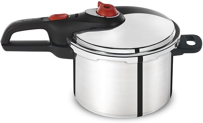 T-fal P2614634 Secure Aluminum Initiatives 12-PSI Pressure Cooker Cookware, 6-Quart, Siver