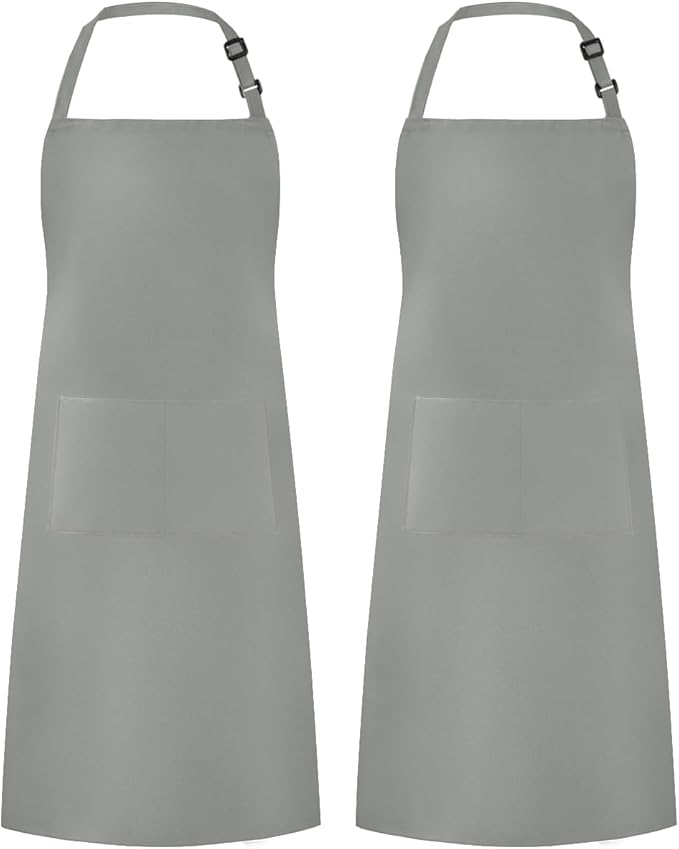 Syntus Apron for Men Women, Adjustable Cooking Kitchen Chef Aprons with 2 Pockets, Cotton/Polycotton/Polyester