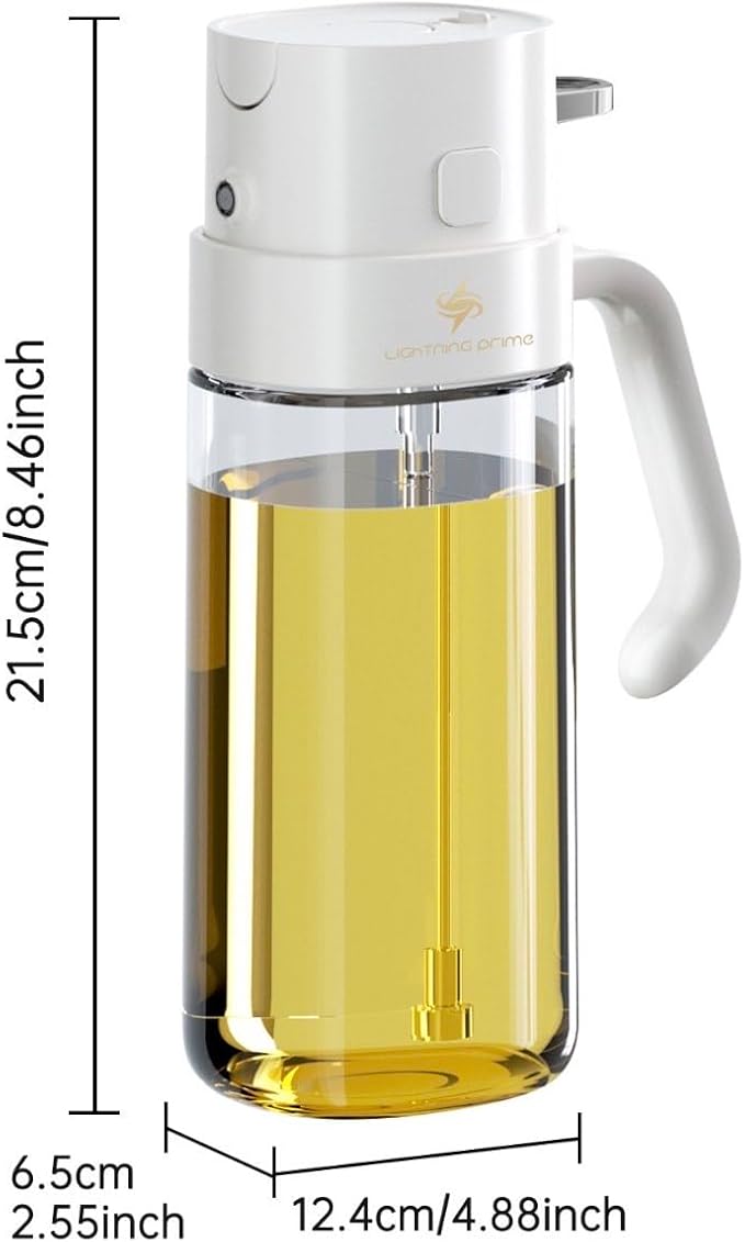 2 IN 1 Oil Dispenser, with Pour System, White and Black, Ergonomic Handle, Modern Design, for Cooking Oil, Salad Dressing, BBQ Sauce (Black)