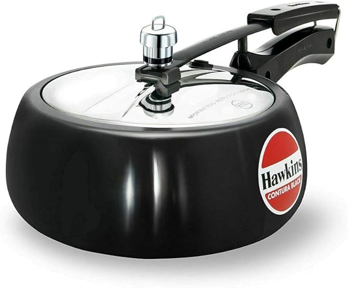 Hawkins 3.5 Litre Contura Black Pressure Cooker, Hard Anodised Inner Lid Cooker, Handi Cooker, Black (CB35)