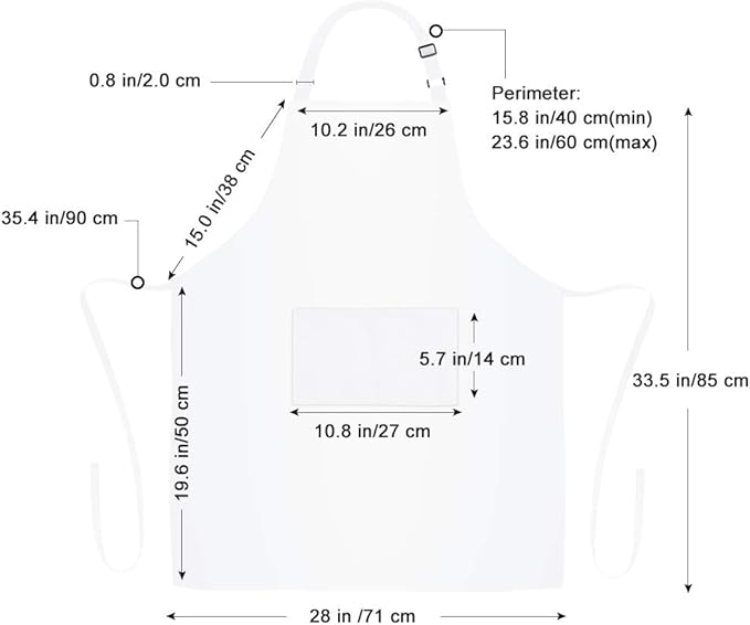 Jubatus 1 Pack Bib Aprons with 2 Pockets Cooking Chef Kitchen Apron for Women Men, White