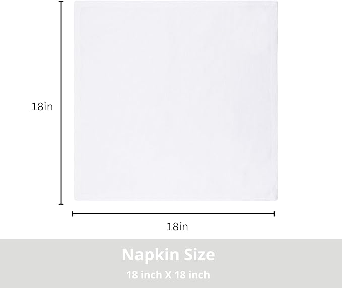 PurpleEssences Set of 12 Cloth Dinner Napkins 100% Cotton 18x18 Inch - Soft Durable Washable - Ideal for Farmhouse Party Spring Summer - Perfect Everyday Use Table Linen - White