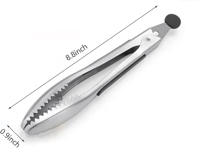 Stainless Steel Kitchen Tongs 2-Piece Set, 8.8-Inch Food Tongs, High Temperature Resistant, with Non-Slip Teeth And Non-Slip Strips, Suitable for Cooking And Grilling (Grip And Stir Food Ice Cubes)