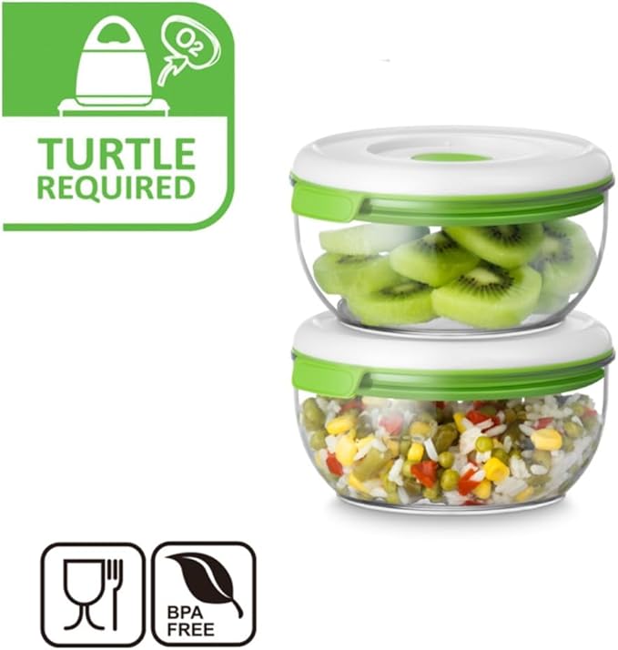 FOSA Vacuum Seal Food Storage System Reusable Medium Containers, 2 pack, 600ml size (Vacuum Pump not Included)