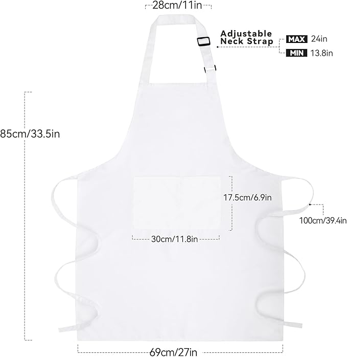 Large Chef Apron for Men and Women, Cooking Kitchen Aprons with 2 Large Pockets Water Oil Resistant