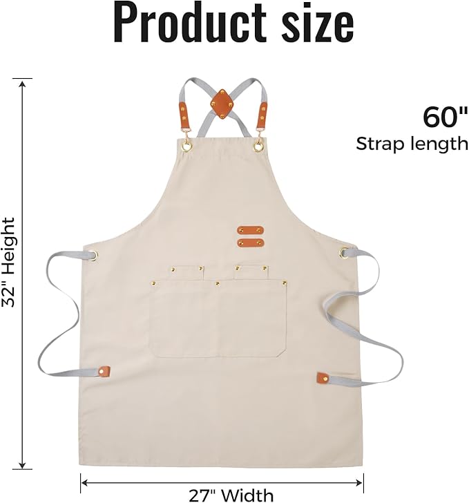 Aoomzoon Durable Kitchen Apron,Multifunctional Chef Aprons for Women & Men with Pockets for Cooking Baking & Daily Use