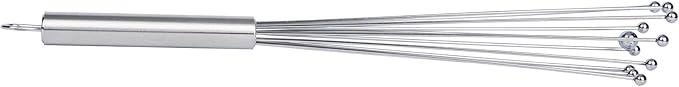 Restaurantware 12.5 in Stainless Steel Ball Whisk - German Standard Egg Beater with Ergonomic Handle, Dishwasher Safe - Manual Mixer Cooking Whisk for Baking, Stirring, Sauces, Beating