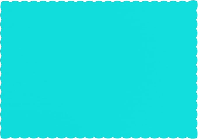 Paper Placemats - Disposable - Scalloped Edge (100, Teal)