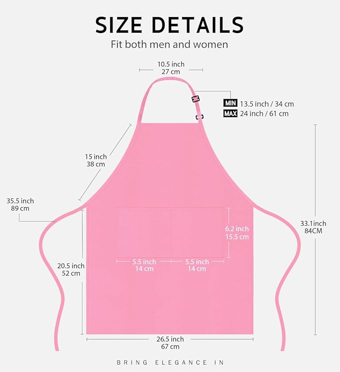 Syntus Apron for Men Women, Adjustable Cooking Kitchen Chef Aprons with 2 Pockets, Cotton/Polycotton/Polyester