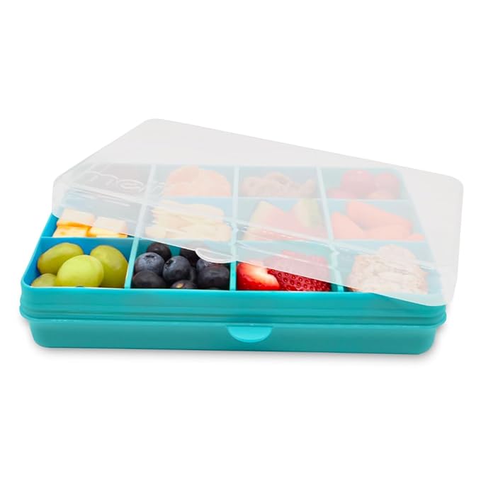 melii Snackle Box |12-Compartment Snack Container with Removable Dividers, BPA-Free Food Storage for Travel, School & On-the-Go Snacks, Kids & Family Organizer (Blue)