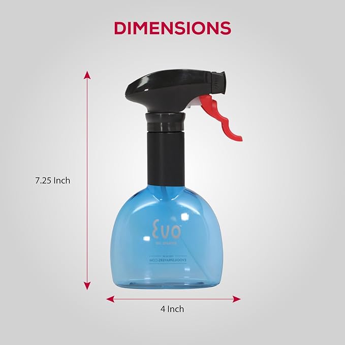 Evo Mini Oil Sprayers, Non-Aerosol for Olive Oil, Cooking Oils, and Vinegars, Blue, 8-Ounce Capacity, Set of 2