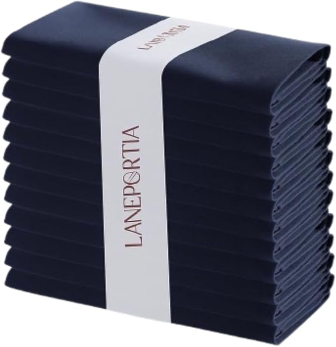 Cloth Napkins Set of 12 Navy Blue Solid Dinner Napkins 18x18 Inch, 100% Cotton, Soft Absorbent Reusable Washable Durable Napkin, Decorations, Restaurant, Wedding & Table Décor, Everyday Use