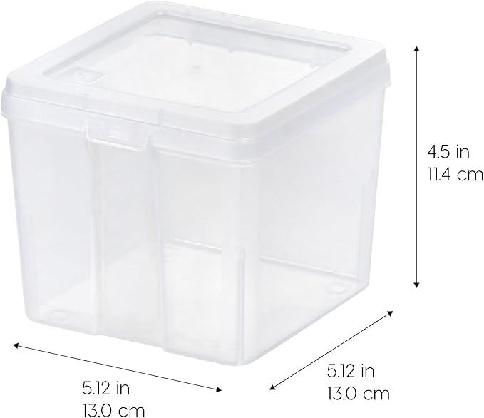 IRIS USA Vertical Plastic Flip Top Storage Containers Bins with Lids for Pantry, Home, Office, Organization, Small, Stackable Hinged Organizer with Latches, Clear, 10 Pack