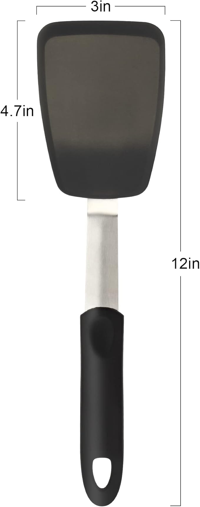 Flexible Silicone Spatula, Turner, Rubber Cookie Spatula for Flipping Eggs, Burgers, Crepes and Fish, Non-Stick & 600F Heat-Resistant, Essential Kitchen Cooking Utensils, Small