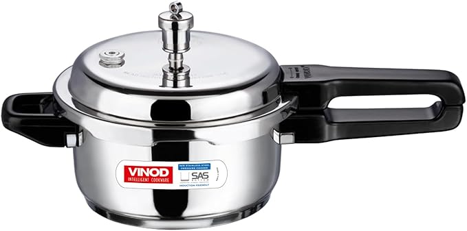 Vinod V-2L Stainless Steel Sandwich Bottom Pressure Cooker, 2-Liter,Silver,Medium
