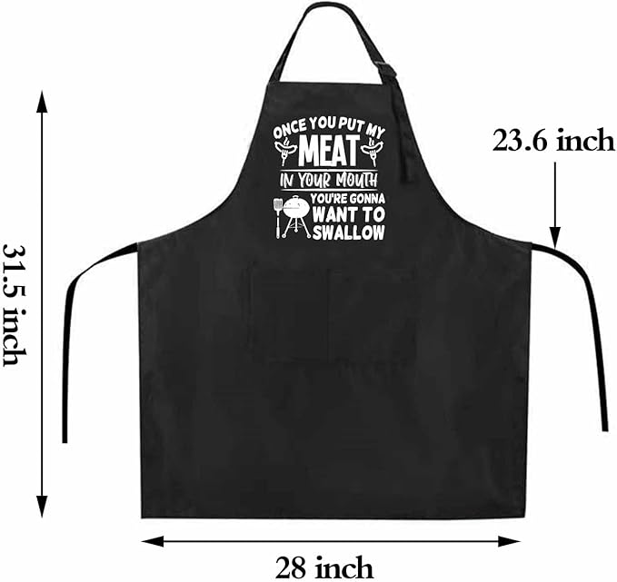 Funny apron for men Adjustable Waterproof with Pockets for Cooking Baking BBQ Gift Apron for Day, Birthday Gifts