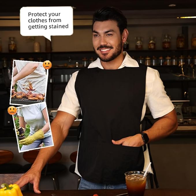 Chef Apron-Cross Back Apron for Men Women with Adjustable Straps and Large Pockets,Canvas