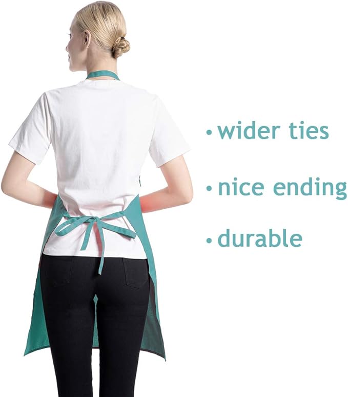 Total 15 PCS Blue Plain Color Bib Aprons Bulk for Women Men Adult with 2 Front Pockets (Baby Blue,15pcs)