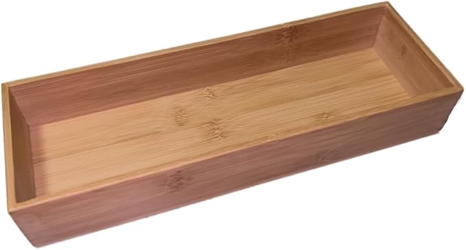 Bamboo Drawer Organizer, 12"x4"x2" Silverware & Cutlery Tray for Kitchen, Multi-Purpose Storage Box for Dresser Makeup Tools, Office Desk Supplies & Accessories