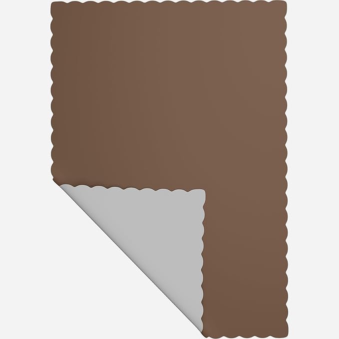 Paper Placemats - Disposable - Scalloped Edge (100, Brown)