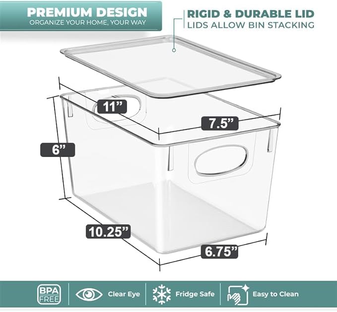 Sorbus Large Clear Plastic Storage Bins with Lids, Stackable Toy Storage Bins, Clothes, Medicine, Makeup, Closet, Art Supply, Bathroom, Shoe, Toy Storage Organizer (2 Pack)