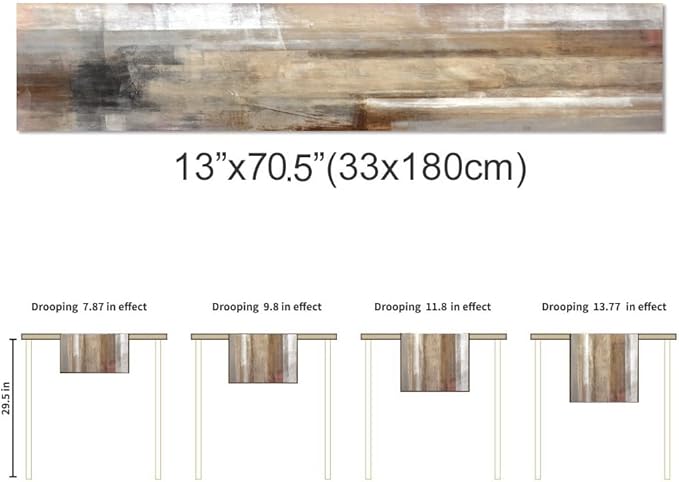 Brown Grey Table Runners Modern Art Farmhouse Linen Table Runners Dresser Scarves Retro Rustic Style for Party Kitchen Dining Table Coffee Holiday Party Decor (Brown Grey, 13"x 71")
