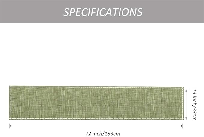 Niviy Green Boho Table Runner, 12x72 Inch Washable Easy to Clean Farmhouse Sage Green Table Runners for Holiday Party Kitchen Dining Room Decoration