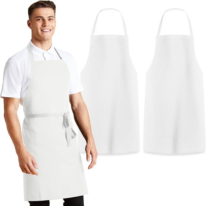 Avalon Kitchen Aprons for Men - 100% Polyester Chef Apron Women with Extra Long Ties - Cooking Aprons for Women & Mens Apron