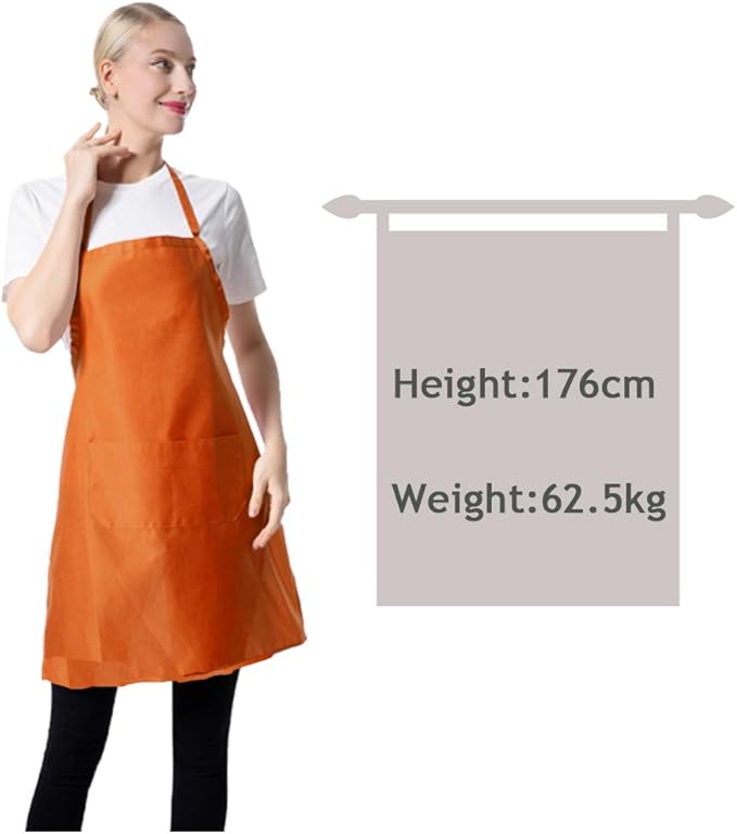 Orange Color Plain Bib Aprons Bulk for Women Men Adult-Unisex Aprons with 2 Front Pockets,Size 24"X28"Kitchen Cooking Server Painting Aprons(Orange-15PCS)