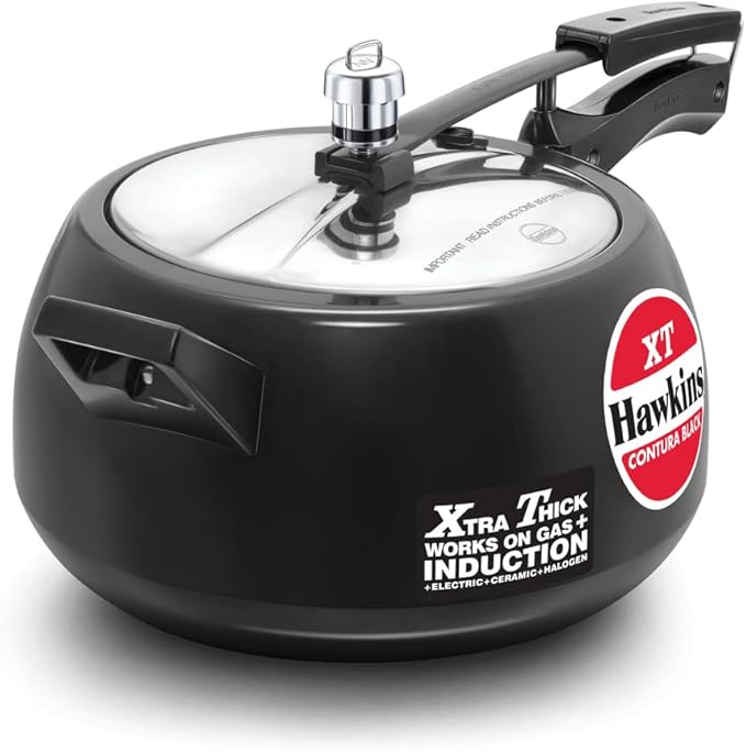 Hawkins Contura Hard Anodized Induction Compatible Extra Thick Base Pressure Cooker, Black, 5L