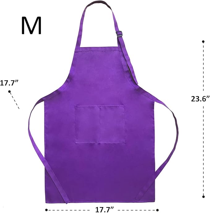 6 Pack Adjustable Kids Apron and Chef Hat for Cooking Baking Painting Art, Kids Apron for Girl Boy with 2 Pockets